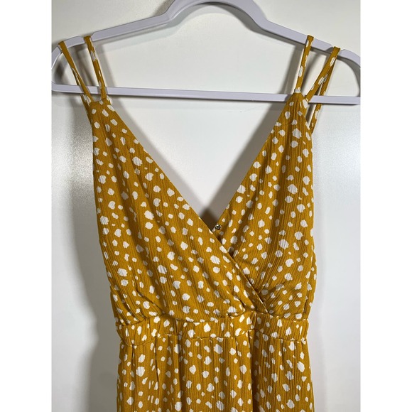 Forever 21 NWT Woven Cutout Long Dress in spotted Mustard Spring Summer - Picture 7 of 15